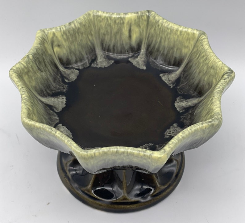 Vintage Hull Pottery Green Compote Planter Etsy