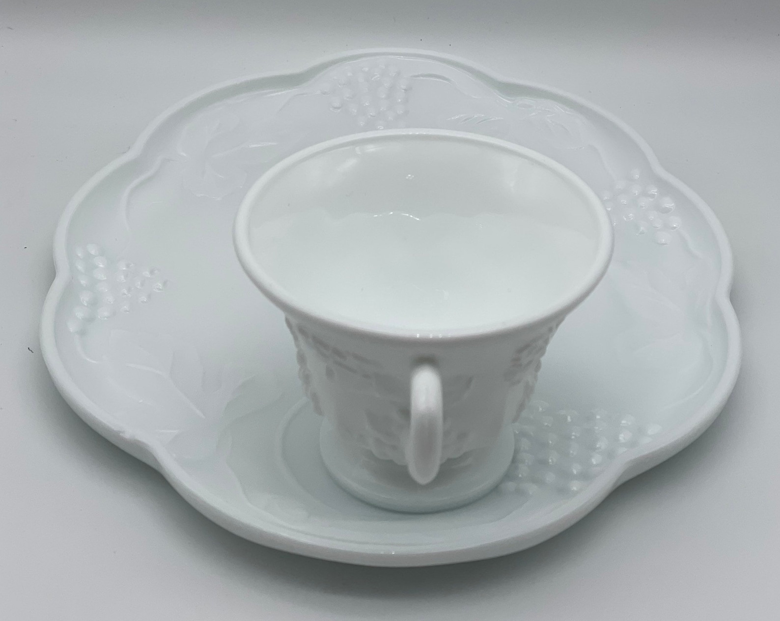 Vintage Milk Glass Luncheon Set Cup and Plate Etsy