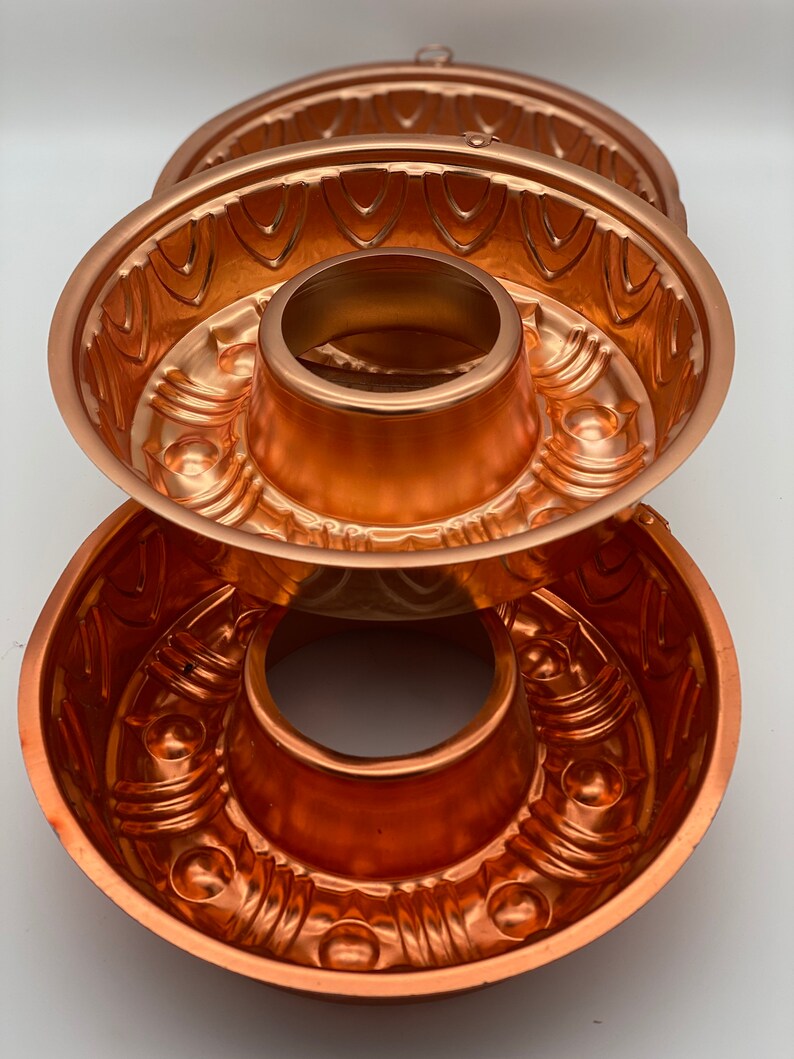 Vintage 1980s Copper Color Round Jello Molds Bundt Retro Etsy