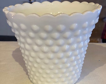 Vintage White Hobnail Milk Glass Vase, Candle Holder