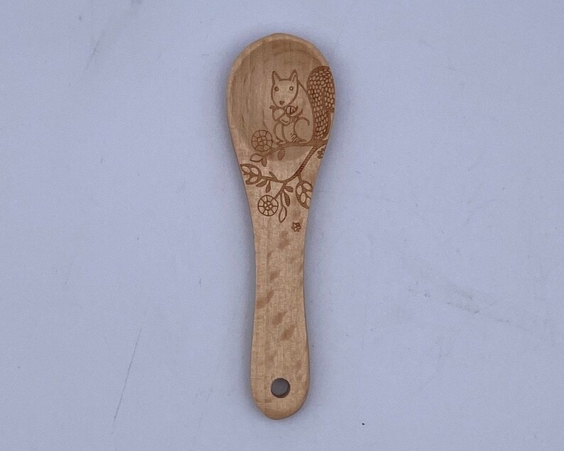 Woodland Squirrel Mini Condiment or Spice Wood Spoon Etsy UK