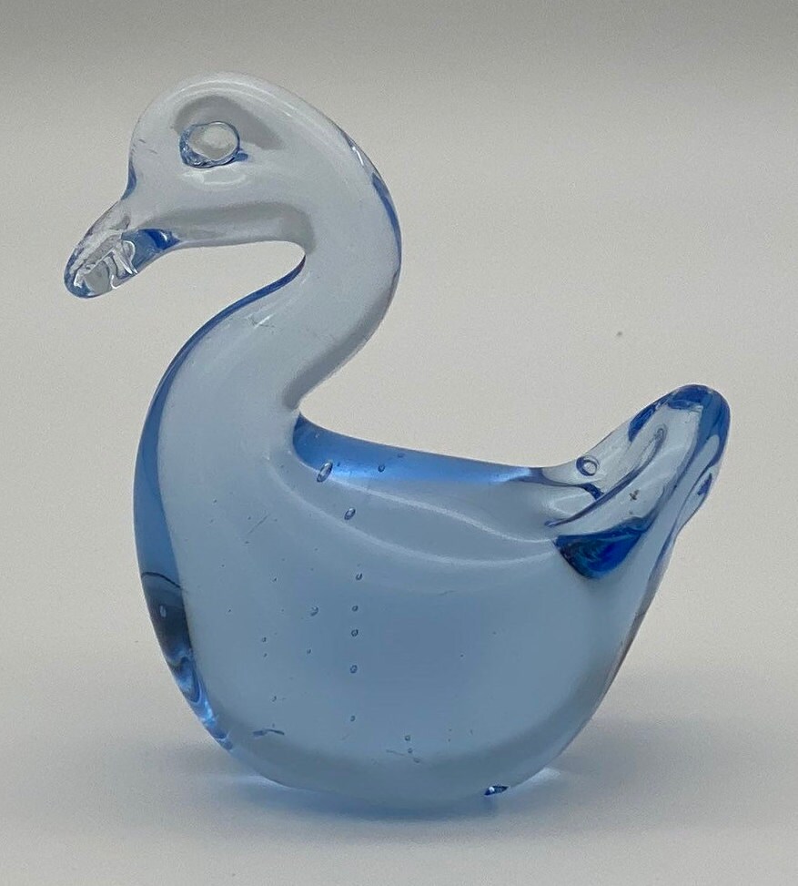 Vintage Lead Crystal Elegant Blue Swan Figurine Etsy Canada