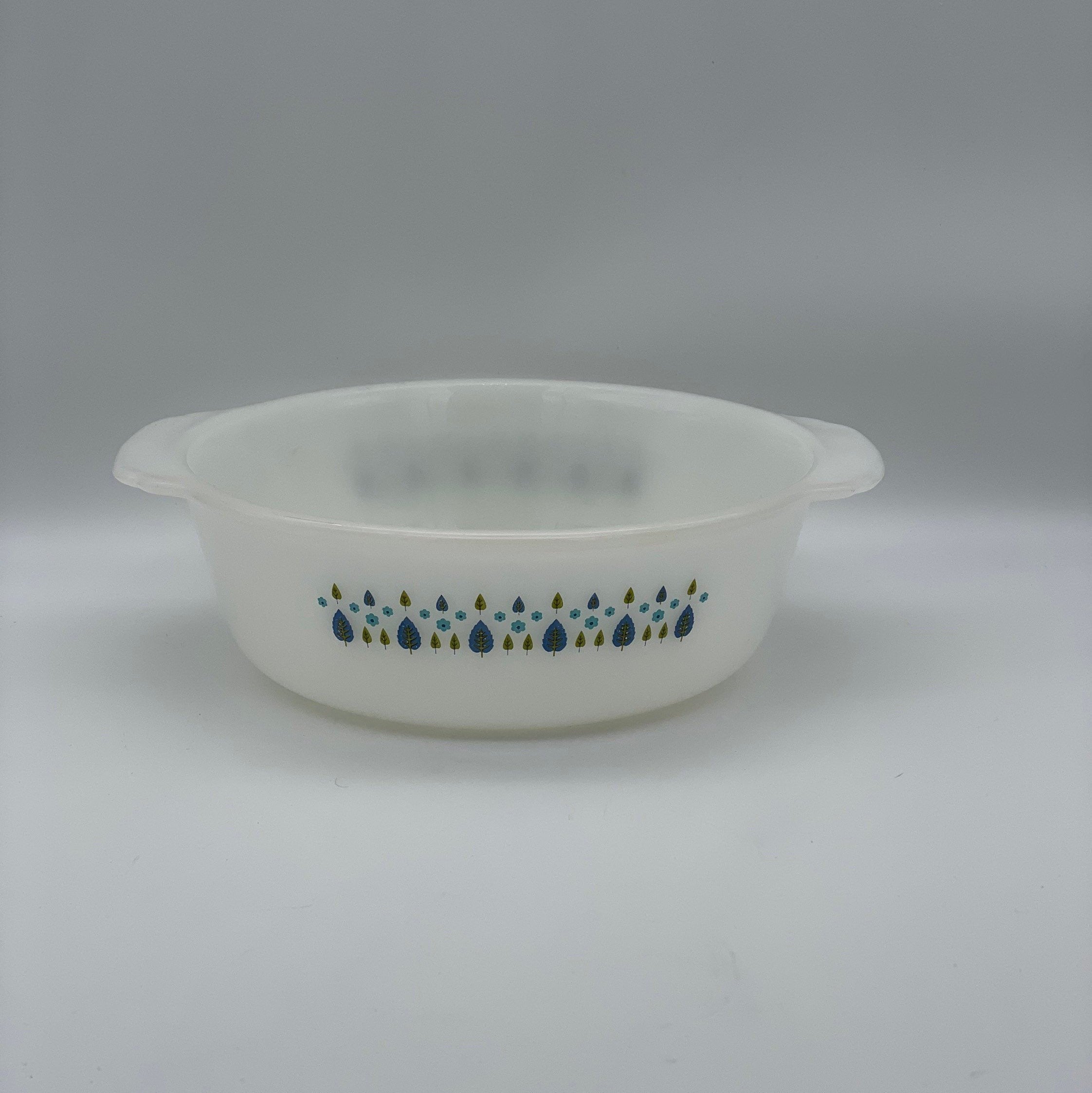 Vintage White Milk Glass Round Casserole Dish with Tab Handles Etsy