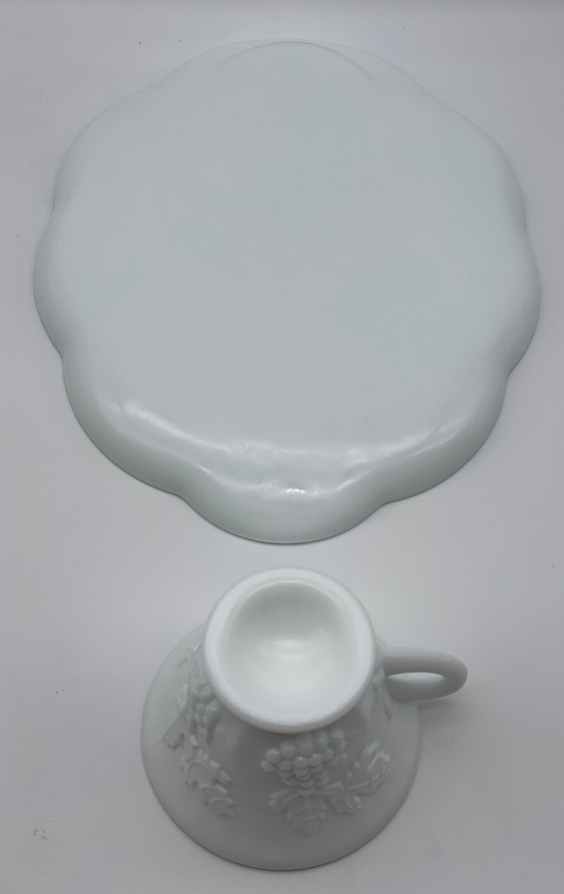 Vintage Milk Glass Luncheon Set Cup and Plate Etsy