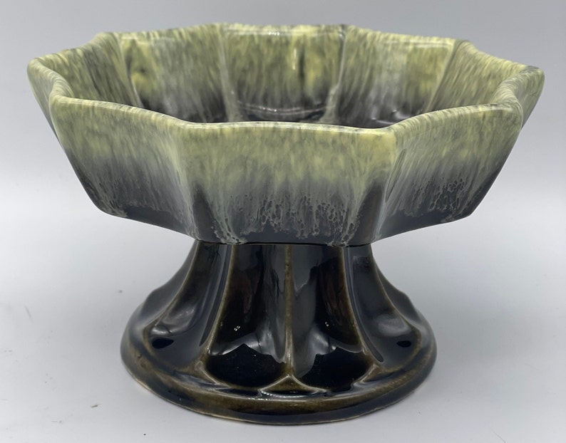Vintage Hull Pottery Green Compote Planter Etsy