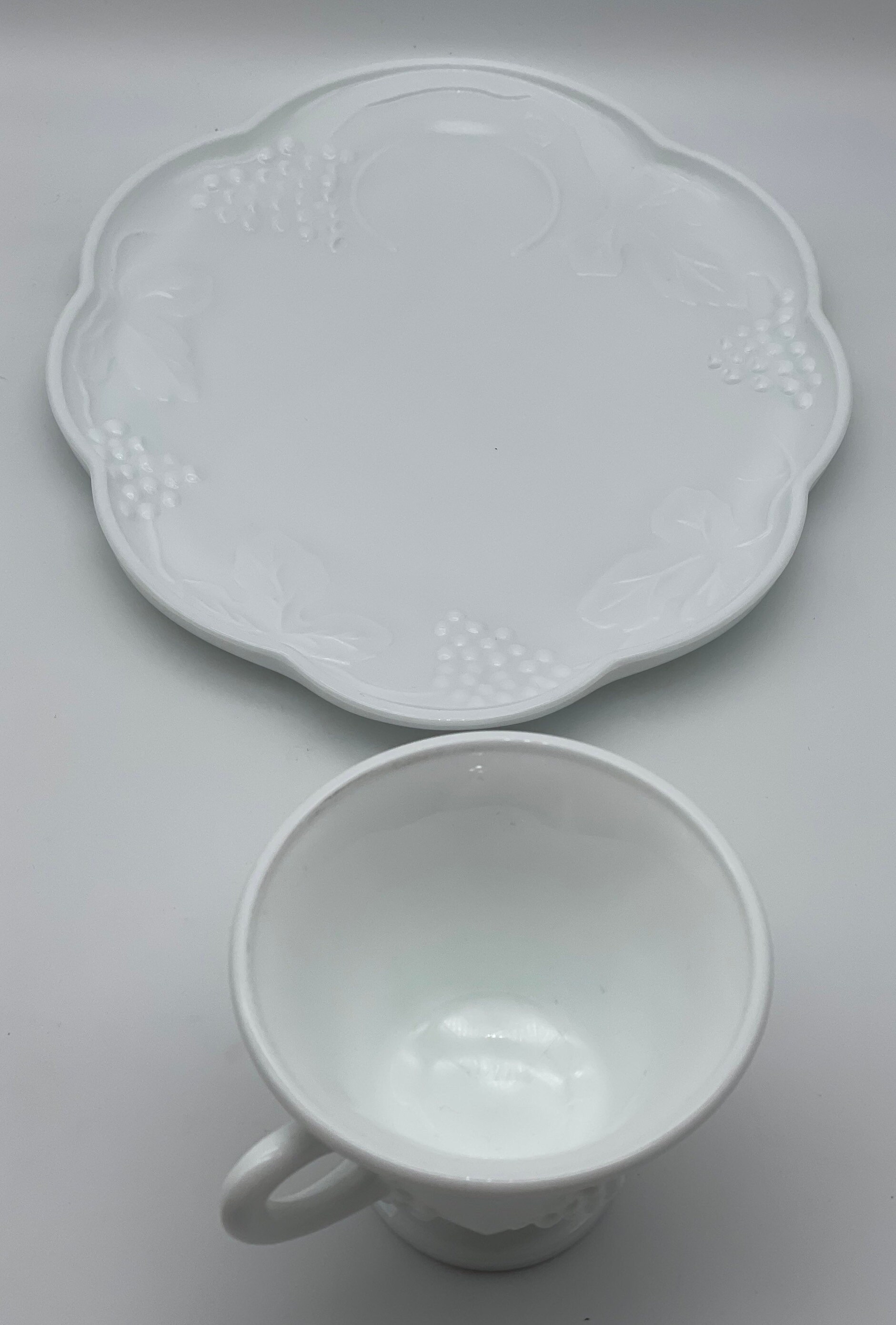 Vintage Milk Glass Luncheon Set Cup and Plate Etsy