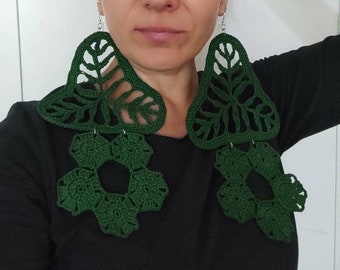 Giant earrings Ultra large green earrings Huge earrings