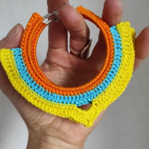Cien yellow orange chunky hoop earrings Oversize Boho statement earrings image 2