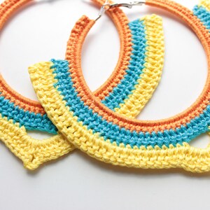 Cien yellow orange chunky hoop earrings Oversize Boho statement earrings image 3