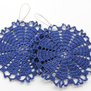 Royal blue large circle earrings