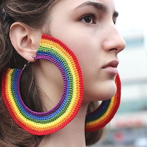 LGBTQ Earrings Rainbow Extra Large Hoops Earrings Oversize Statement Earrings LGBT Pride Gift