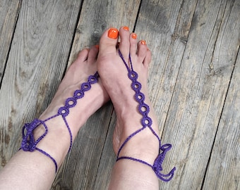 Crocheted barefoot sandals Foot jewelry