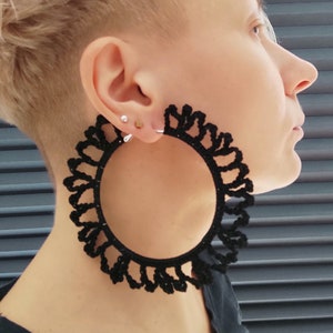 Black huge earrings African statement oversized hoop earrings Extra large Boho hoop earrings for woman