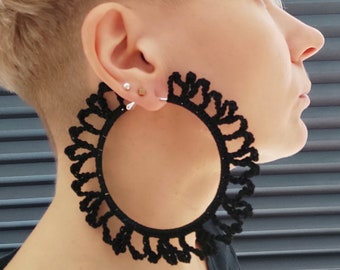 Black huge earrings African statement oversized hoop earrings Extra large Boho hoop earrings for woman