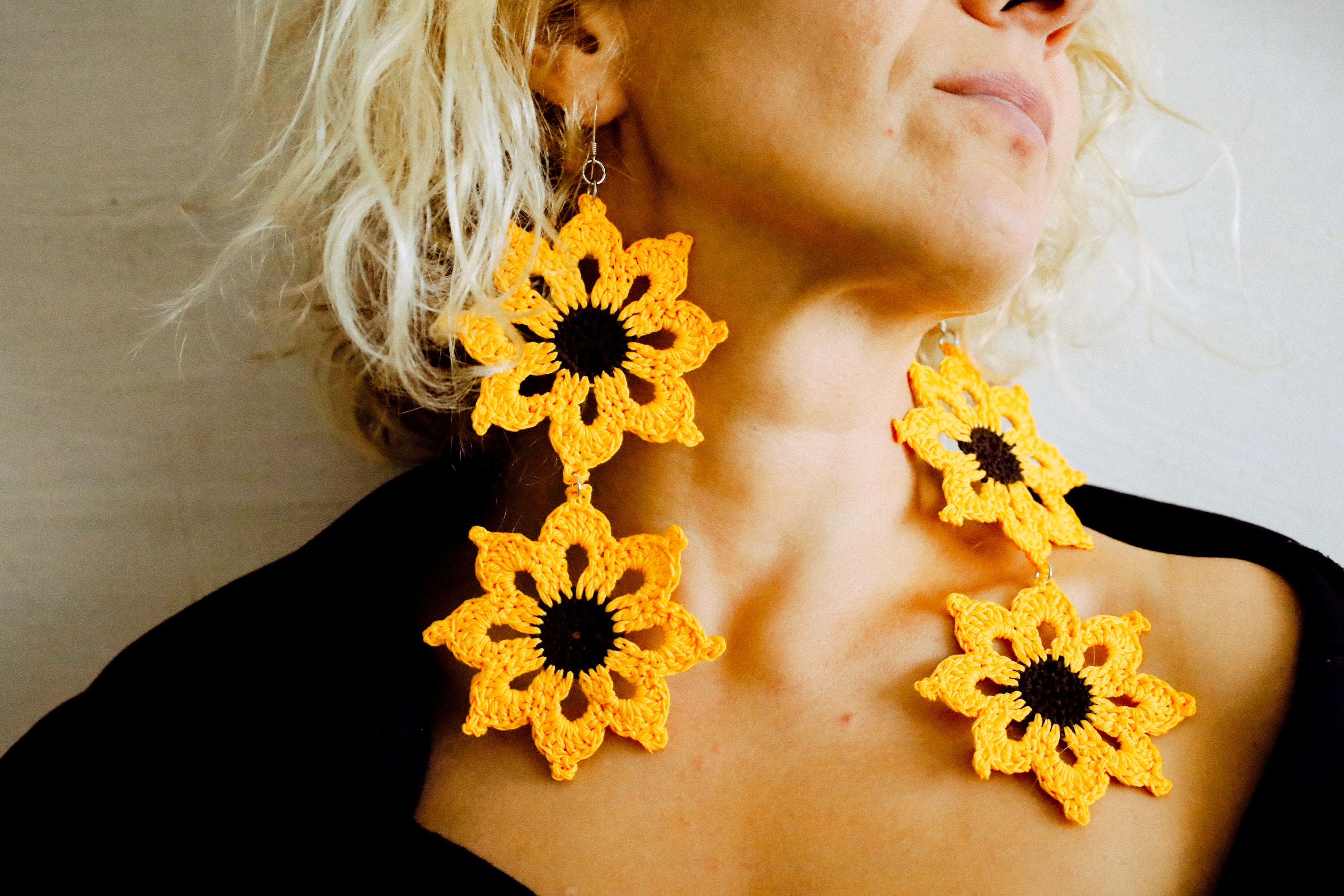 Large sunflower shop earrings