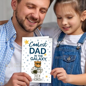 Tarjeta del día del padre, el papá más genial de la galaxia: regalo del día del padre para papá. Tarjeta del día del padre. Tarjeta del día del padre de un niño pequeño. De una hija. Día del padre.
