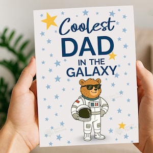 El papá más genial de la galaxia: regalo del día del padre para papá, tarjeta del día del padre, tarjeta del día del padre de un niño pequeño, de una hija, tarjetas del día del padre de niños