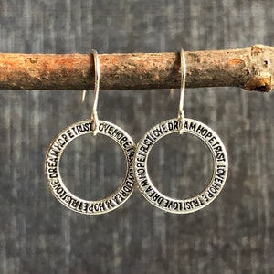 Tiny Message Earrings / Motivational Earrings / Little Silver Earrings / Small Dangle Earrings / Motivational Jewelry / Gift For Her