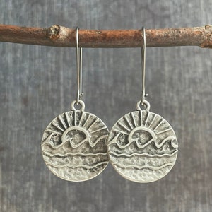 Sunrise Earrings / Silver Dangle Earrings / Boho Earrings / Boho Jewelry / Rustic Earrings / Hippie Earrings / Long Dangle Earrings