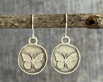 Silver Butterfly Earrings / Butterfly Dangle Earrings / Small Butterfly Drop Earrings / Boho Earrings / Butterfly Jewelry / Gift For Her