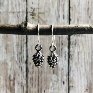 Tiny Pine Cone Earrings / Silver Earrings / Nature Lover Earrings / Hiker Earrings / Rustic Silver Earrings