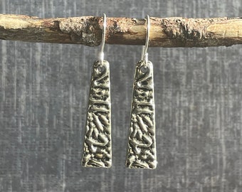 Boho Earrings / Small Silver Dangle Earrings / Southwest Earrings / Textured Drop Earrings / Rustic Dangle Earrings / Gift For Her