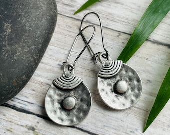 Small Boho Earrings / Silver Dangle Earrings / Boho Drop Earrings / Boho Jewelry / Rustic Earrings / Hippie Earrings / Ethnic Earrings