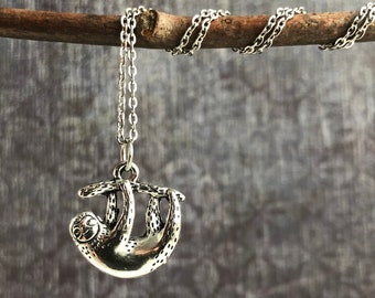 Sloth Necklace / Silver Necklace / Sloth Jewelry / Sloth Lover Necklace / Sloth Lover Gift
