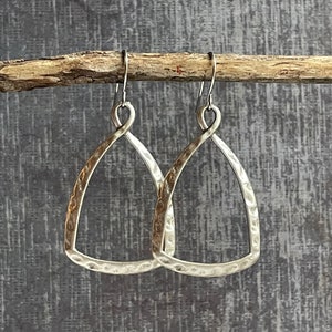 Silver Boho Earrings / Hammered Dangle Earrings / Large Boho Earrings / Bohemian Earrings / Silver Drop Earrings / Gift for Her