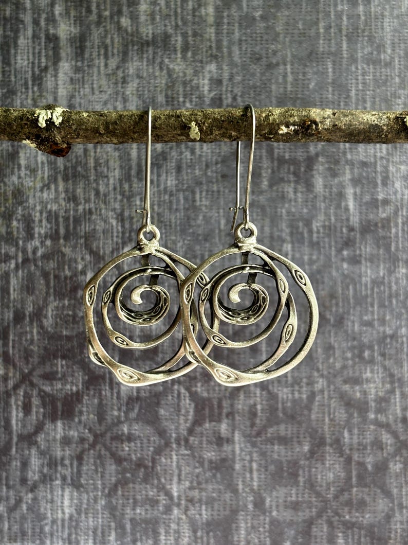 Boho Earrings / Long Silver Dangle Earrings / Boho Jewelry / Rustic Earrings / Hippie Earrings / Big Dangle Earrings /  Fast Shipping!