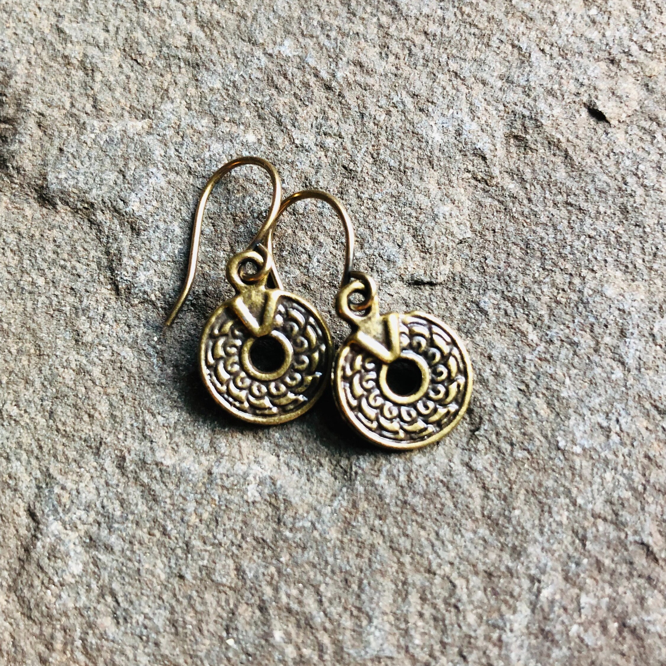 Tiny Brass Drop Earrings / Small Brass Boho Earrings / Rustic | Etsy