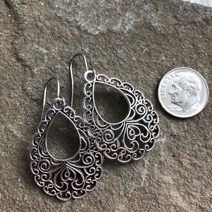 Silver Boho Earrings / Filigree Dangle Earrings / Large Boho Earrings / Bohemian Earrings / Statement Earrings / Gift for Her image 5