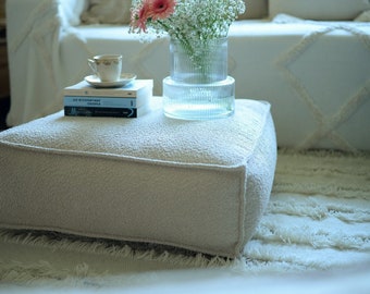 Floor cushion, footstool, seat & backrest, floor sofa, Moroccan kilim pouf, Moroccan Ottoman, Rug Pouf - BOUCLE EDGE