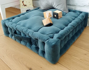 Velvet pouffe, floor cushion, French mat, square meditation cushion, various colors and sizes