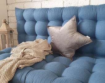 Linen Floor Cushion, Floor Sofa, Sofa Cushion, Custom Bench cushion, Wabi Sabi, Daybed cushion NATURAL LINEN