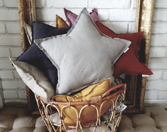 Gray pillow star, decorative pillow, linen pillow, baby pillow LIGHT GRAY