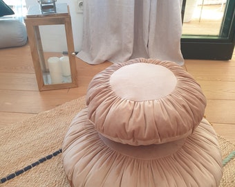 Round Velvet pillow Round Cushion - BISCUIT BEIGE