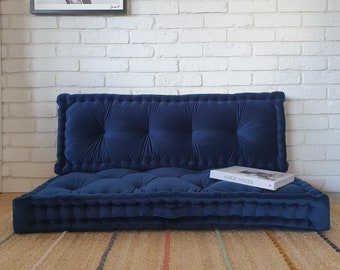 Sofa podłogowa, Welwetowa poduszka podłogowa w stylu francuskim z oparciem, French Cushion, mata na podłogę - VELVET CUSHION