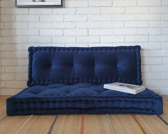 Sofa podłogowa, Welwetowa poduszka podłogowa w stylu francuskim z oparciem, French Cushion, mata na podłogę - VELVET CUSHION