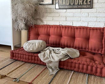 Linen floor cushion, linen french cushion, floor sofa, bench cushion, custom size