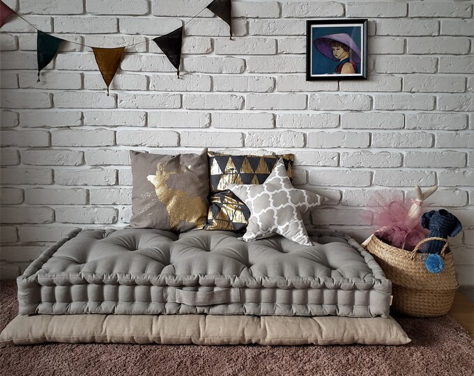 French Mattress Floor Cushion Quilted Mattress Pillow Etsy