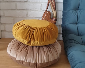Round  Velvet pillow OCHER Round Cushion - GOLD  OCHER