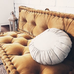 Floor cushion with backrest, bench cushion, velvet floor sofa, french mat, French Cushion, - VELVET CUSHION
