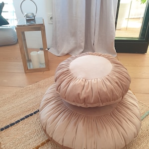 Round Velvet pillow Round Cushion - BISCUIT BEIGE