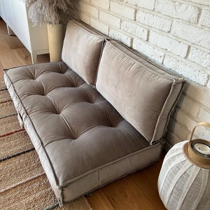 Floor cushion, bench mat, large floor cushion with backrest, seat with backrest, French mat