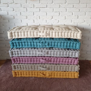 Custom French Style Window Seat Cushion, Indoor Bench Cushion, Custom size cushion, Linen Floor Cushion