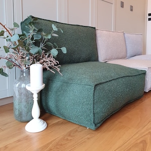 LARGE Floor cushion with backrest, floor sofa, Moroccan kilim pouf, Vintage Moroccan Ottoman, Rug Pouf, free shipping - BOUCLE EDGE