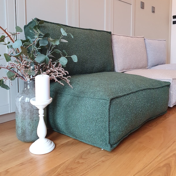 GRAND Coussin de sol avec dossier, canapé au sol, pouf kilim marocain, ottoman marocain vintage, Rug Pouf, livraison gratuite - BOUCLE EDGE