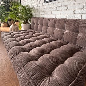 Sofá de pana con respaldo - Asiento de banco y de ventana | Asiento versátil y cojín relajante