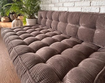 Cord-Bodensofa mit Rückenlehne – Sitzbank und Fensterbank | Vielseitiges Sitzkissen zum Entspannen